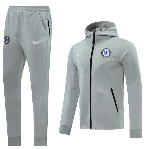 Chelsea Light Grey Hoodie Jacket Kits with Trousers 2020/21